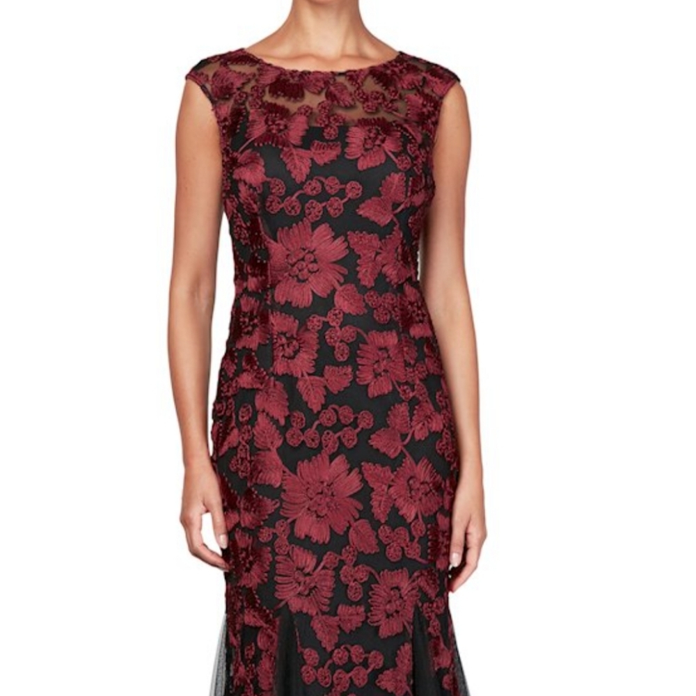 Embroidered tulle gown